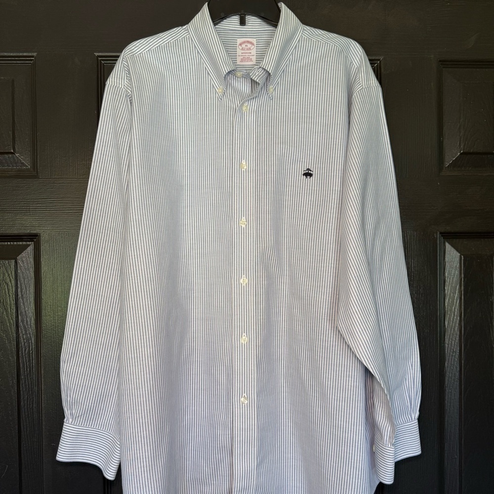 (2) Brooks Brothers Men’s Supima Cotton Oxford Striped Shirts XL - Picture 2 of 11